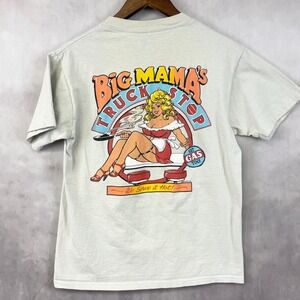 VTG 80s Big Mamas Truck Stop Alaska TShirt Size Medium Graphic Tee Single Stitch
